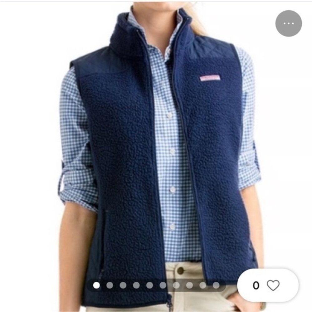 🇪🇸🐠Vineyard Vines fleece quilted vest sherpa XXS navy blue full zip